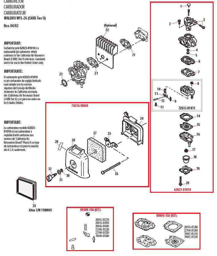 Shindaiwa AH231 Hedge Trimmer Carburetor Parts Diagram